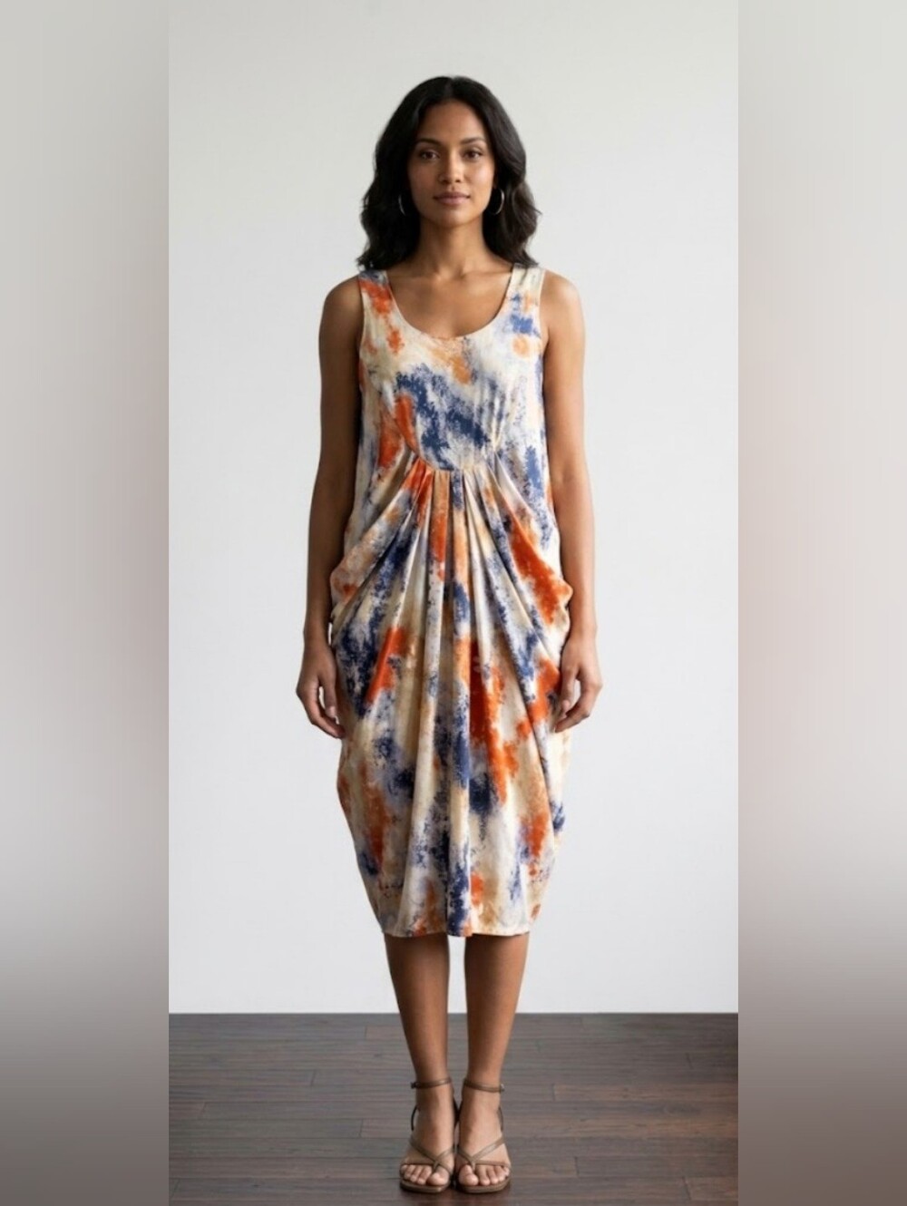 Poleci Abstract Gathered Front Dress, Size 6